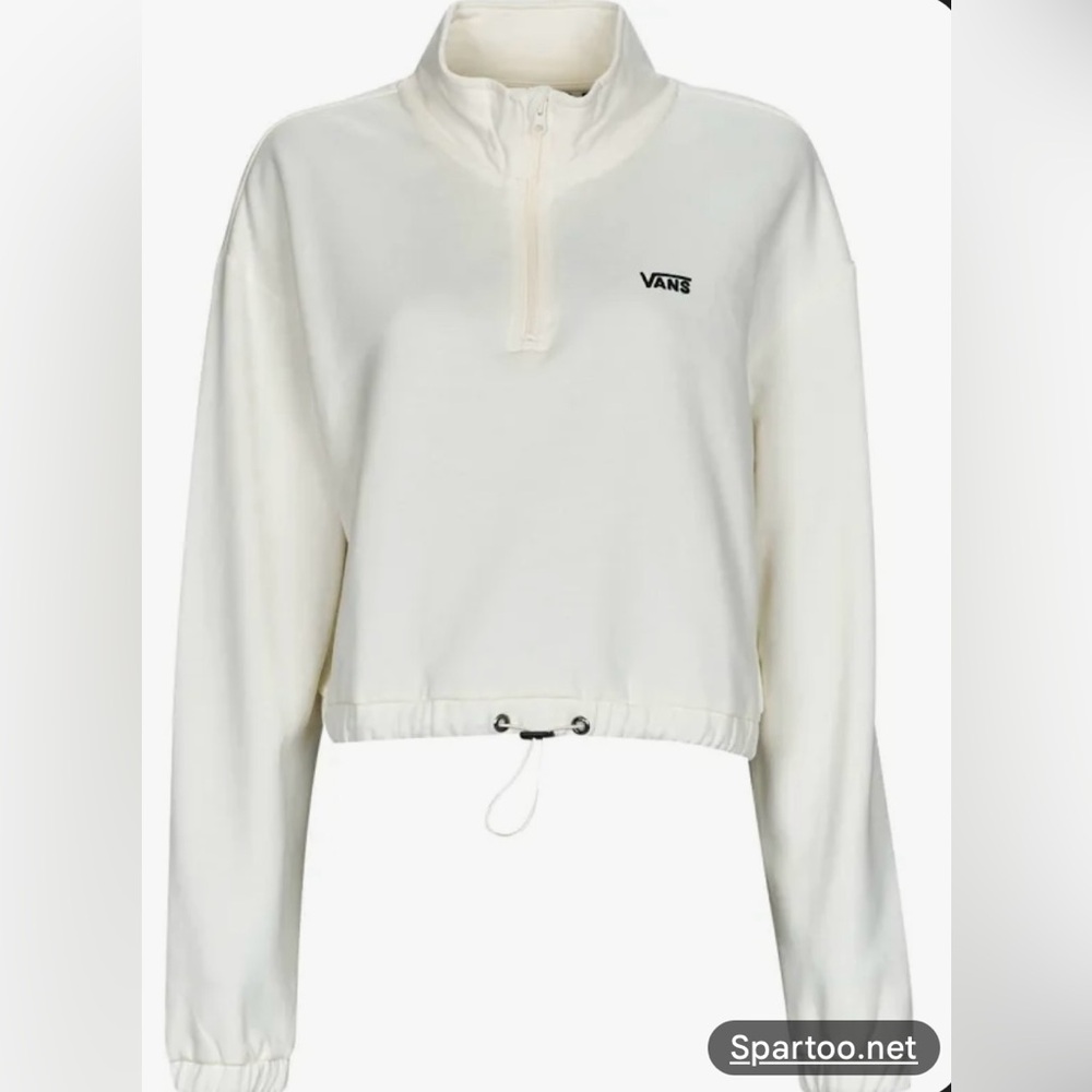 vans white cropped half zip